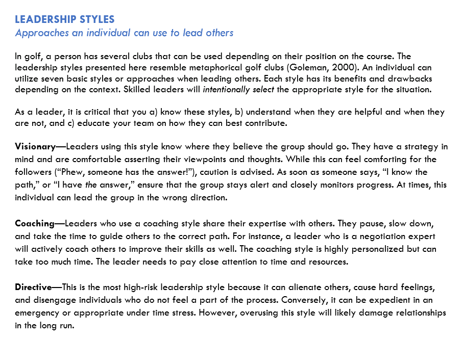 Leadership and Followership Styles Handout